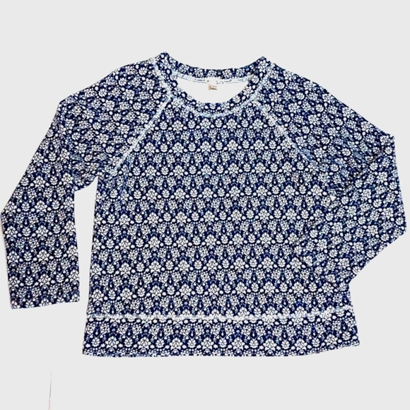 J. Crew Tops - J Crew navy/white floral chintz pattern sweatshirt, size S